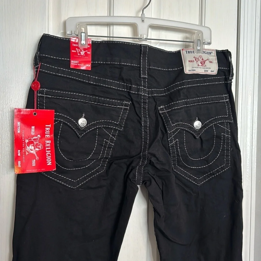 True Religion Ricky black Relaxed Straight denim jeanss NWT 36